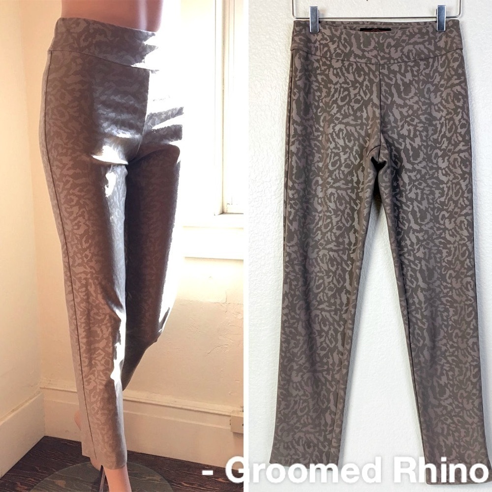 Krazy Larry Taupe Cheetah Pull on Ankle Pants Size 0